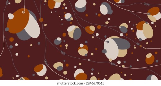 Simple abstract floral pattern in linear flat style. Great for printing, posters, flyers, packaging, invitations, postcards, textile designs and other accessories.
