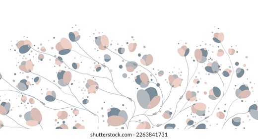 Simple abstract floral pattern in linear flat style. Great for printing, posters, flyers, packaging, invitations, postcards, textile designs and other accessories.