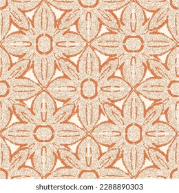 Simple Abstract floral rapport. Single orange flower floral seamless pattern for beige background, fabric, textile, wrap, surface, web and print design.Hand drawn flowers motif. spring,summer floral.