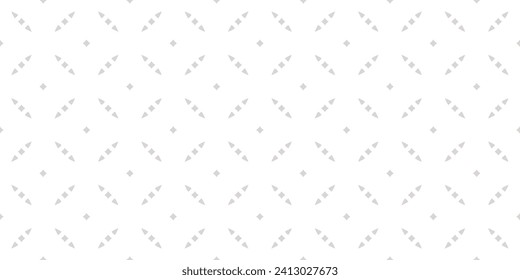 Simple abstract floral seamless pattern. Vector white and beige minimal background. Subtle minimalist geometric ornament. Delicate luxury graphic texture with diamond shapes, grid. Elegant geo design