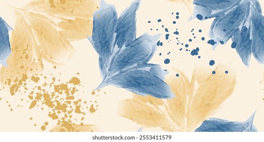 Simple abstract floral seamless pattern. Blooming botanical flowers. Vector illustration