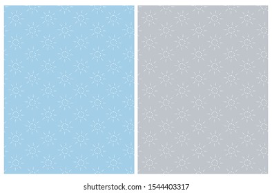 Simple Abstract Floral Seamless Vector Prints. White Geometric Flowers Made of Dots Isolated on a Blue Background. Pastel Color Repeatable Vector Design Ideal for Fabric, Textile, Wraping Paper.