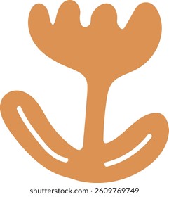 A simple abstract floral shape with smooth curves and minimalistic design. The flower-like form features a stylized stem and petals in a modern art style. Cartoon vector illustration.