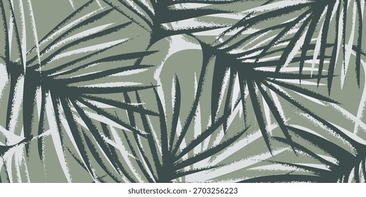 Modelo inconsútil abstracto simple del Vector floral. Hoja botánica dibujada a mano con hojas verdes de la selva. Incluye muestras para facilitar su uso. Azulejos perfectamente.