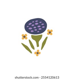Simple abstract flower drawing. Modern floral art vector illustration. Hand drawn botanical design for print, poster, card. Flower market decoration.