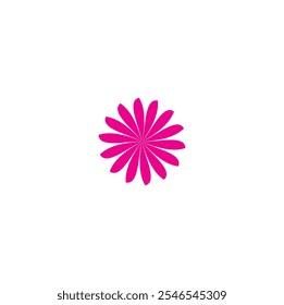 Un logotipo de flores simple y abstracto con una forma circular y pétalos radiantes.
