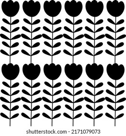 Simple abstract flower in the modern style. Floral seamless pattern with black flowers.