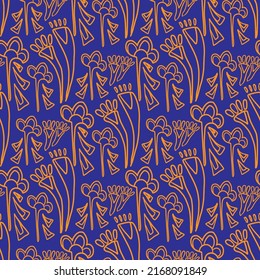 Simple abstract flowers in ancient Egyptian style vector seamless pattern