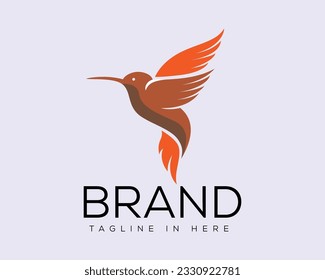 simple abstract flying humming bird logo symbol icon design template illustration inspiration