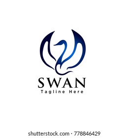Simple abstract flying swan logo