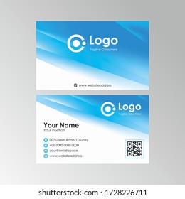 Simple abstract fresh blue stylish business card design, professional name card template vector