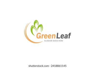 Simple abstract fresh green leaf icon symbol logo