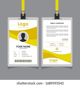 Simple Abstract Fresh Yellow Wave Id Card Design, Professional Identity Card Template Vector for Employee and Others