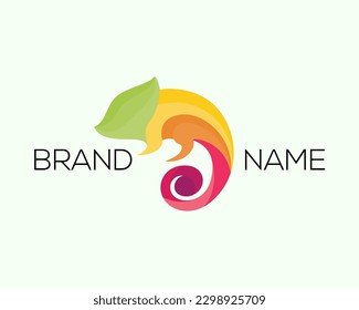 Simple abstract full color chameleon logo icon symbol design template illustration inspiration