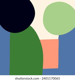 Simple abstract geometric background with hand drawn shapes. Minimal aesthetic square banner template for social media