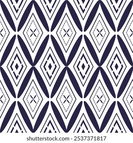Simple abstract geometric batik pattern with blue and white color, For background wallpaper or textile. Vector eps