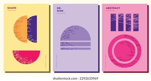 Simple abstract geometric brochure design set flat vector illustration