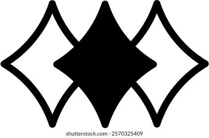 A simple abstract geometric design featuring diamond-like shapes interwoven with a black-filled center. Ideal for use in patterns, backgrounds, or decorative projects