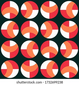 Simple abstract geometric design. Rounded repeated pattern for textile, wallpaper, wrapping paper, prints, surface design, web or another accent etc.