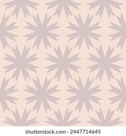 Simple abstract geometric floral seamless pattern. Minimal vector texture with big flower silhouettes. Elegant subtle soft pink background. Repeated geo design for decor, textile, package, wallpaper