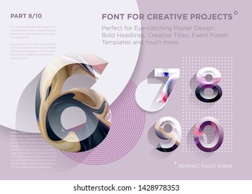 Simple Abstract Geometric Font. Perfect for Bold Headlines, Poster Designs, Creative Titles, Event Poster Template. Clean, Modern and Futuristic Typeface with Liquid Paint Pattern. Vibrant Typography.