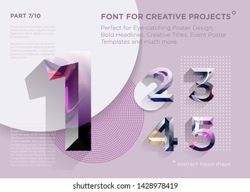 Simple Abstract Geometric Font. Perfect for Bold Headlines, Poster Designs, Creative Titles, Event Poster Template. Clean, Modern and Futuristic Typeface with Liquid Paint Pattern. Vibrant Typography.