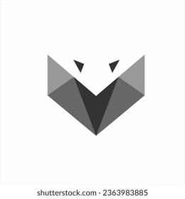 Simple abstract geometric fox logo design with letter V concept..