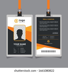 Diseño simple de tarjeta de identificación geométrica abstracta y negra, vector profesional de plantilla de tarjeta de identidad para empleados y otros