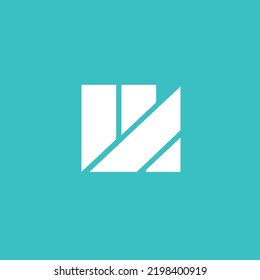 Simple abstract geometric origami style logo. A logo isolated on teal background. Suitable for company, industry, apps, technology, brand, and product. 