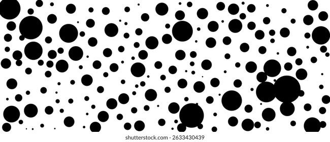 Simple abstract geometric polka dot seamless pattern Small and large black circles, polka dots on white background Vintage retro design Fabric, textile design, home decor, packaging design