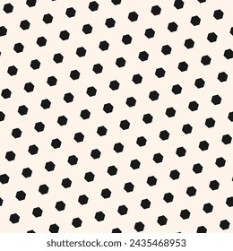 Simple abstract geometric seamless pattern with hexagon shapes in diagonal grid. Stylish minimal honeycomb texture. Black and white simple vector geo background. Repeat design for printing, embossing