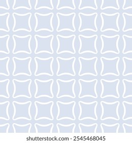 Simple abstract geometric seamless pattern. Beige and white minimal vector texture with rounded shapes in regular grid, squares, pillows. Subtle minimalist background. Modern repeated design for decor