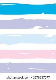 Simple Abstract Geometric Seamless Vector Pattern. Blue, Violet and Pink Stripes Isolated on a White Background. Funny Pastel Color Striped Vector Print ideal for Fabric, Textile, Wrapping Paper.