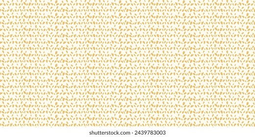 Simple abstract geometric texture with polka dots, drops, spots seamless pattern. Creative striped lines in a tiny snowflakes, circles, leaflets, semicircle on a yellow background. Vector hand drawn 