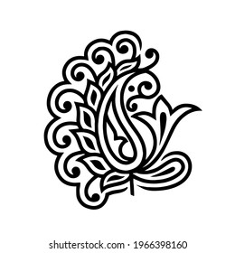Simple abstract geometrical paisley pattern on white