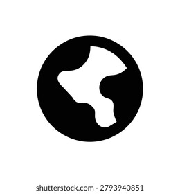 Simple abstract globe icon featuring single stylized land mass shape.