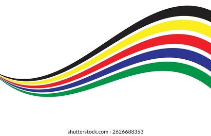  simple abstract graphic featuring multiple curved lines in red, green, blue, yellow, and navy blue colours hues against a clean white backdrop.