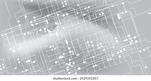 Simples Abstrato Cinza Plano de Fundo Design de Apresentação com tecnologia de textura de placa de circuito. Moderna textura da placa-mãe eletrônica Business Institutions. ilustração vetorial