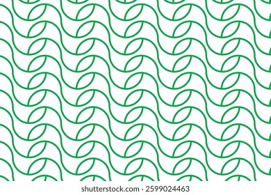 simple abstract green color creative geometric leaf pattern green interwoven wave pattern on white background