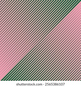 simple abstract green colour thik to thin daigonal line pattern on pink colour background.