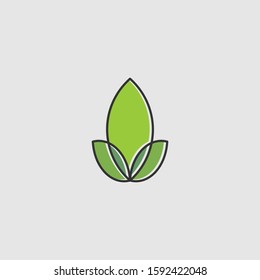 Simple abstract green leaf logo icon vector design. Landscape design, garden, Plant, nature and ecology vector logo