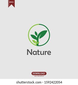Simple abstract green leaf logo icon vector design. Landscape design, garden, Plant, nature and ecology vector logo