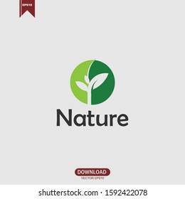 Simple abstract green leaf logo icon vector design. Landscape design, garden, Plant, nature and ecology vector logo