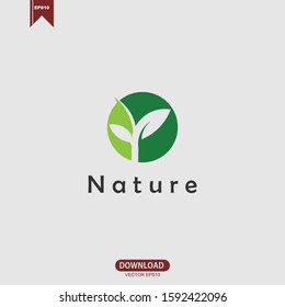 Simple abstract green leaf logo icon vector design. Landscape design, garden, Plant, nature and ecology vector logo