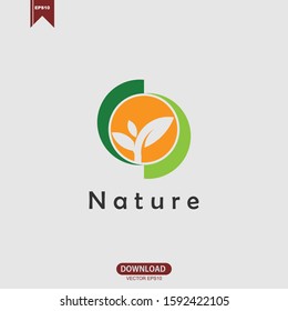 Simple abstract green leaf logo icon vector design. Landscape design, garden, Plant, nature and ecology vector logo