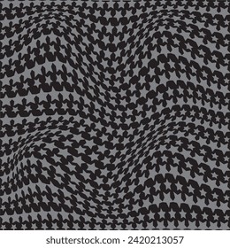 simple abstract grey color star wavy distort pattern black background