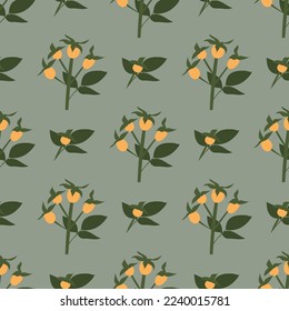 Simple Abstract hand drawn and doodle berries with leaves print Autumn Botanical Nature contemporary modern trendy vector seamless pattern