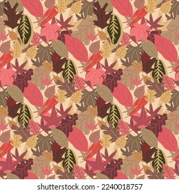 Simple Abstract hand drawn and doodle leaves print Autumn Botanical Nature contemporary modern trendy vector seamless pattern