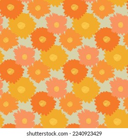 Resumen simple dibujado a mano y doodle flores impreso. Naturaleza botánica retro diseño moderno vectorial sin fisuras