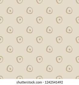 Simple abstract hand drawn light brown circle shapes on a khaki background. This seamless vector pattern is perfect for textiles, fashion, gift wrapping paper, wallpaper, scrapbooking and paper.